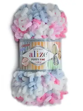 Alize Puffy Fine Color №5945 колір Ніжно-блакитний-рожевий