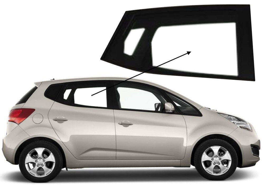 Бічне скло Kia Venga 2009-2017 задніх дверей праве, фото 1