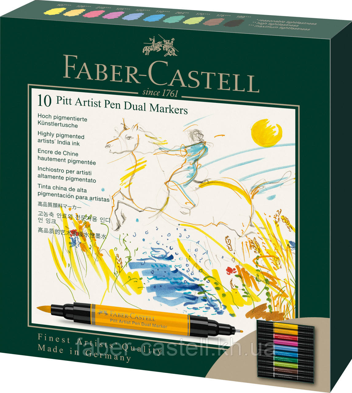 Набір двосторонніх маркерів Faber-Castell Pitt Artist Pen Dual Marker, 10 кольорів, 162010
