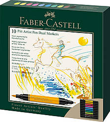 Набір двосторонніх маркерів Faber-Castell Pitt Artist Pen Dual Marker, 10 кольорів, 162010