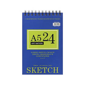 Альбом-скетчбук "SKETCH" у твердій обкладинці на спіралі, 24 кремово-білі аркуші А5