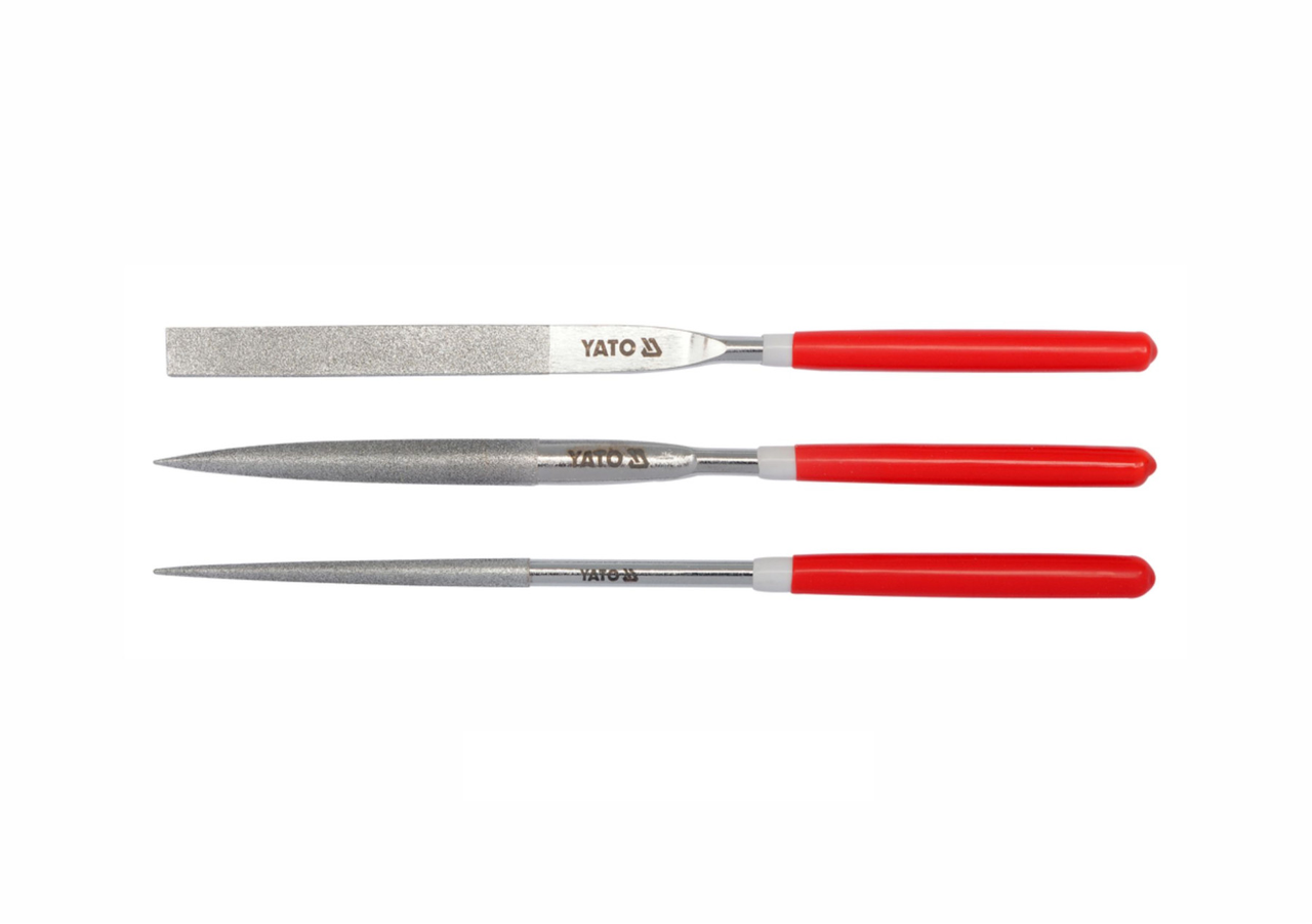 Набір надфілей алмазних Yato 180х70х5 мм (3 шт.), фото 1