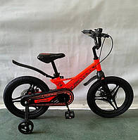 Велосипед детский двухколесный 16" дюймов Corso «REVOLT» MG-16055 магниевая рама, литые диски, морковный
