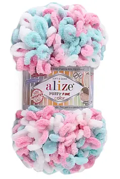 Alize Puffy Fine Color №6377 колір Рожево-блакитний