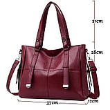 Набір жіночих сумок бордовий 2в1 із екошкіри, фото 6