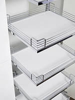 Kesse TANDEM II, 3 полиці-корзини ARENA classic з срібною рамою та направляючою, H800, W600, біла/хр