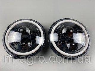 Фара головного світла LED 40W (ближній + дальній + ходові вогні (кільце)) 7 дюймів (ГАЗ, КамАЗ, УАЗ, ЗіЛ, МаЗ, ВаЗ, Богдан, Еталон