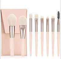 Набор кистей для макияжа мини в дорогу Trevel set beige 8 шт с чехлом