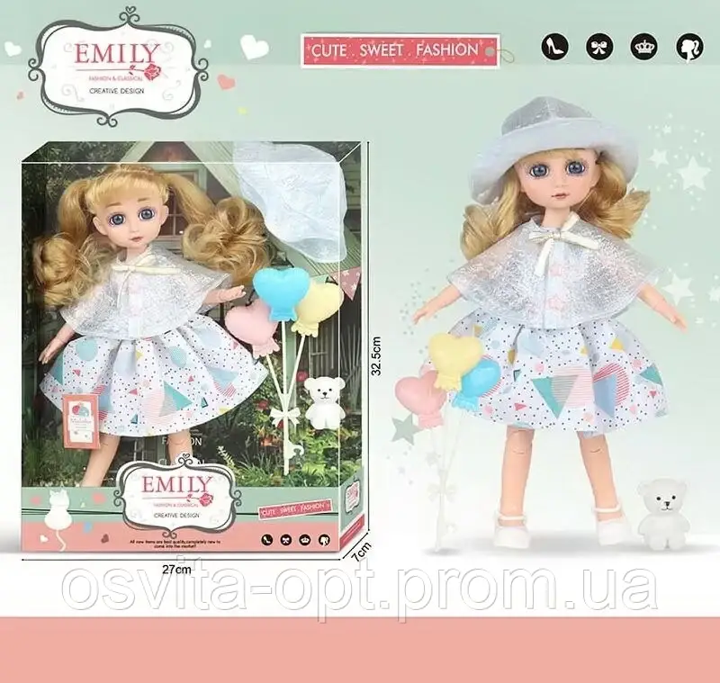 Лялька QJ 136 "Emily" вихованець, аксесуари, в коробці, фото 1