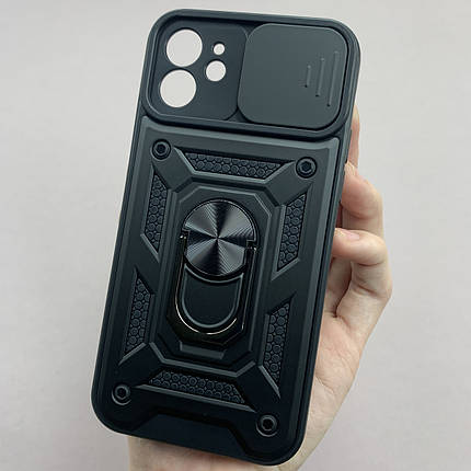 Чохол для Apple iPhone 12 протиударний чохол зі шторкою для камери на телефон айфон 12 чорний crt, фото 1
