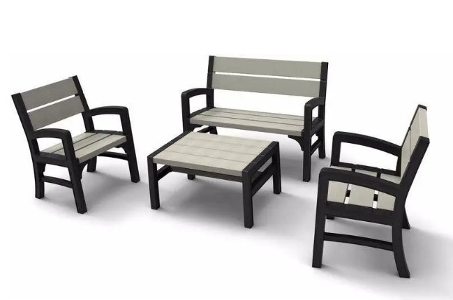 Комплект пластикових садових меблів Keter Montero Set 233152 графіт (смажі + 2 стільці + стіл)