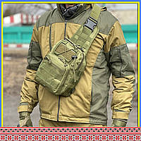Тактическая однолямочная сумка слинг штурмовая военная 6 л с системой M.O.L.L.I (095-olive)