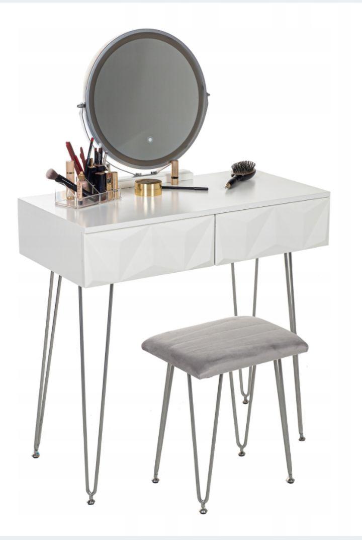 Туалетний столик з LED підсвічуванням EuroStyle белый матовый 80 x 123 x 40 см + Табурет у комплекті