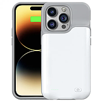 Чехол аккумулятор на iPhone 14 Pro 6000mAh (белый), Чехол батарея на айфон 14 Про (белый), чехол зарядка