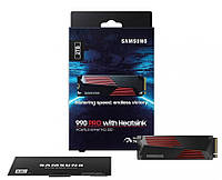 SSD Samsung 990 Pro 2TB с радиатором (MZ-V9P2T0CW), M.2 PCIe 4.0 x4 V-NAND, NEW 2023, (up to 7450/6900 MB/s)