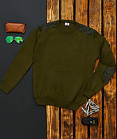 Чоловічий светр в'язаний регланом, Військовий вовняний светр олива, Чоловічі светри армійські осінь зима nr