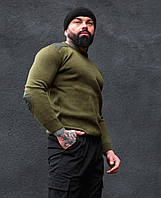 Теплый вязаный мужской свитер олива, Качественные тактические кофты свитера, Мужская армейская кофта хаки nr