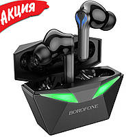 Игровые беспроводные наушники Borofone Gaming BW24 вакуумные Bluetooth с микрофоном подсветкой Черный