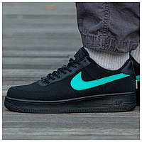 Мужские / женские кроссовки Nike Air Force 1 Low Tiffany & Co, унисекс черные кожаные найк аир форс 1 тиффани