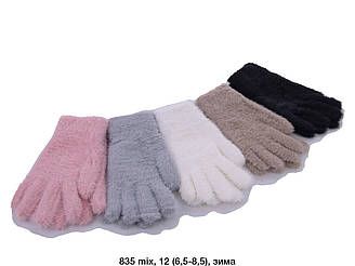 Жіночі зимові теплі рукавички одинарні із сенсором, 12 шт., кольору мікс