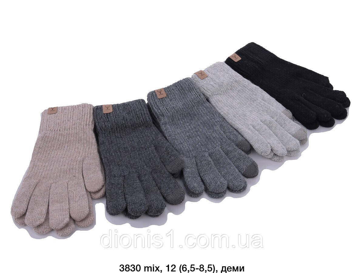 Жіночі зимові теплі рукавички подвійні із сенсором, 12 шт., кольору мікс
