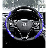 Накладка чохол на кермо універсальна аквапринт карбон 3D синій, фото 3