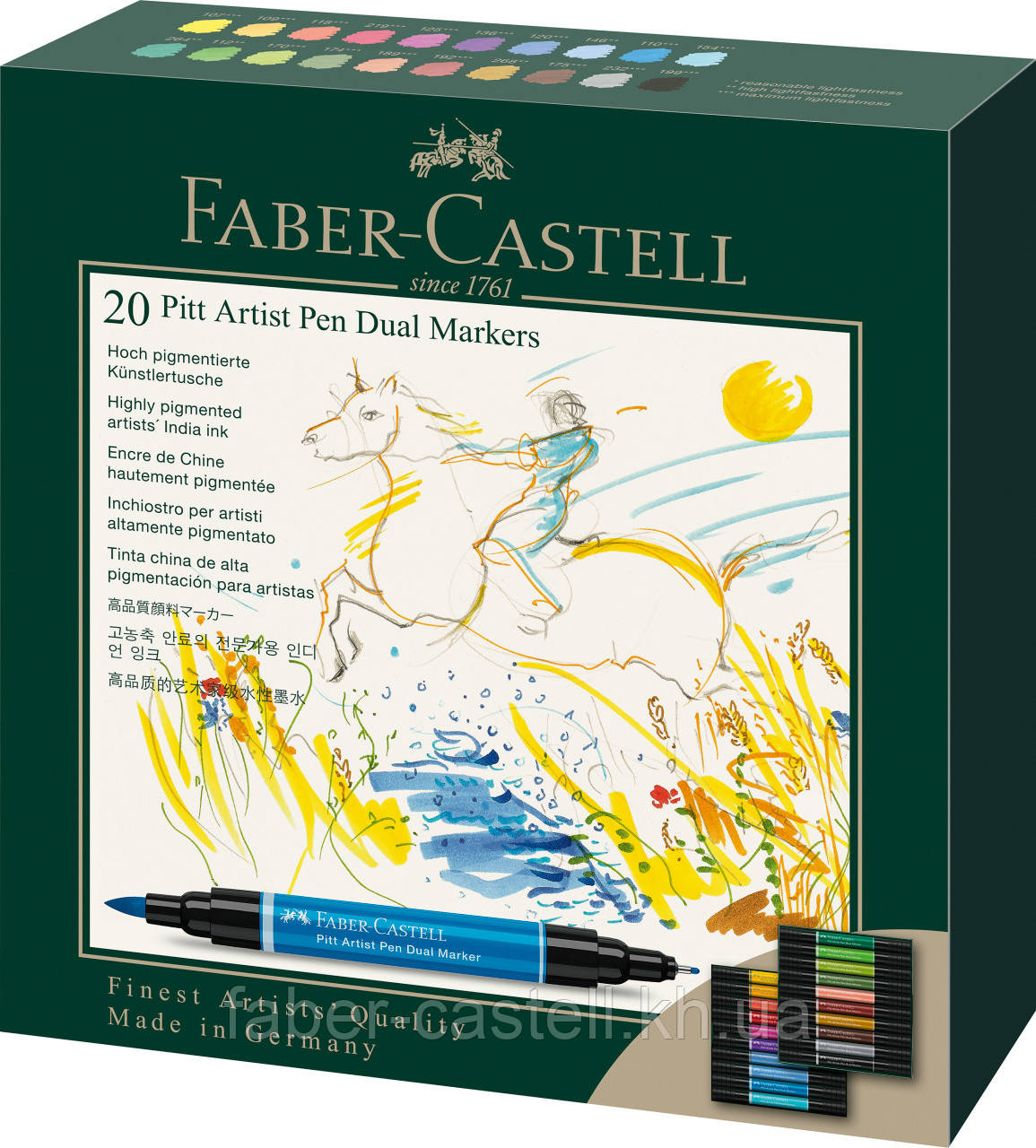 Набір двосторонніх маркерів Faber-Castell Pitt Artist Pen Dual Marker, 20 кольорів, 162020