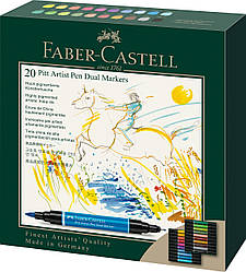 Набір двосторонніх маркерів Faber-Castell Pitt Artist Pen Dual Marker, 20 кольорів, 162020