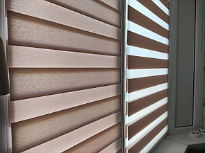 Рулонні штори день-ніч з фактурою Бежевий. Тканинні ролети,