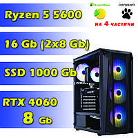 Игровой компьютер / ПК AMD Ryzen 5 5600 (6 x 4.4 GHz) / 16Gb DDR4 / SSD 1000 Gb / RTX 4060 8Gb