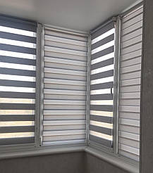 Рулонні штори день-ніч з фактурою Срібний. Тканинні ролети,