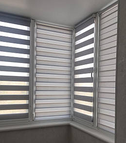 Рулонні штори день-ніч з фактурою Срібний. Тканинні ролети,