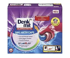 Капсули для прання кольорової білизни Denkmit Colorwaschmittel Caps 3 in1 Aktiv, 22 шт.