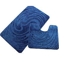 Синие коврики для ванной и туалета Vonaldi 50х80 см Турция с массажным эффектом