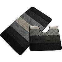 Комплект ковриков в ванную комнату Vonaldi 60x100 см влаговпитывающие Турция черные с серым