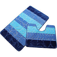 Коврики для ванной и туалета с вырезом Vonaldi 60x100 см прямоугольные на резиновой основе турецкие голубые