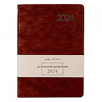 Ежедневник датированный 2024 (368 стр, А5, линия, коричневый) Leo Planner Case 252423