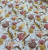 Ткань тефлоновая хлопковая цветы желтые коричневые полевые для скатерти штор римских штор