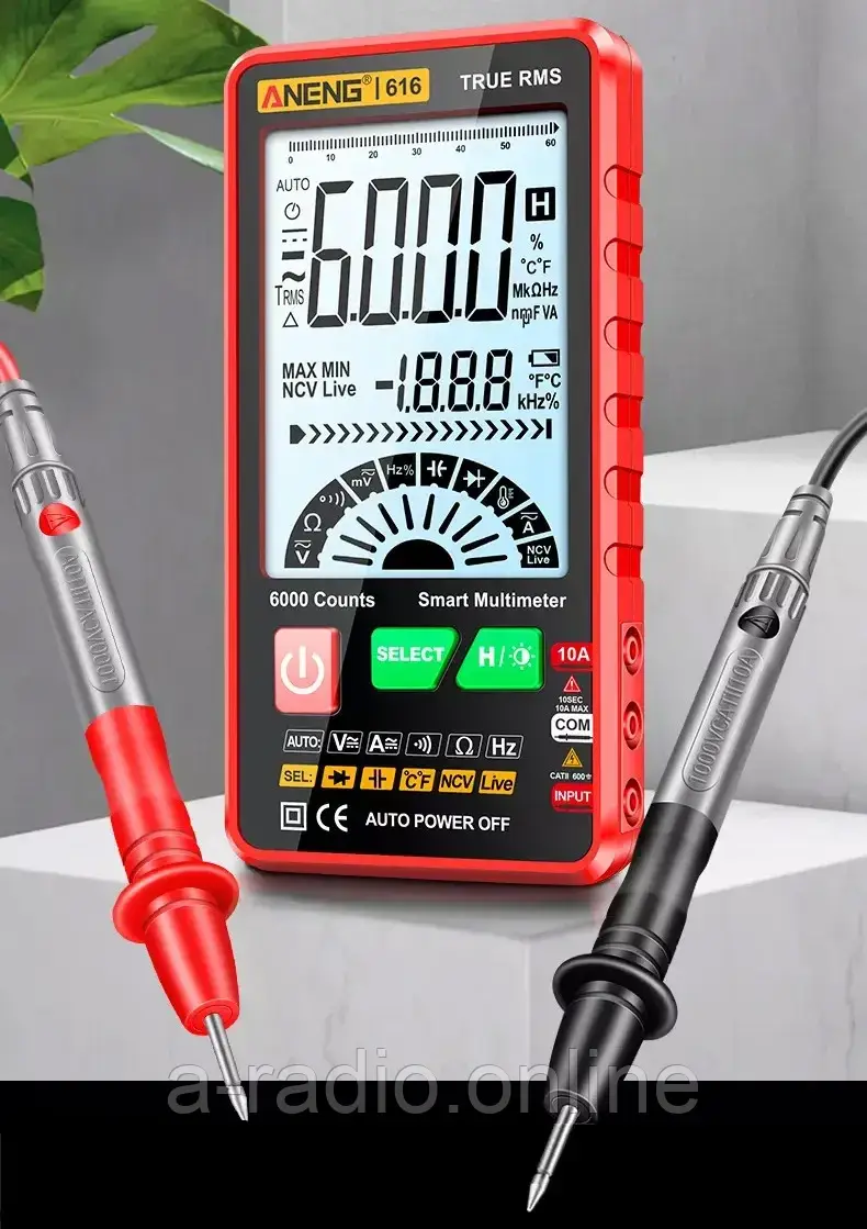Цифровий мультиметр ANENG 616 Red з автоматичним діапазоном