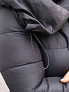 Пальто жіноче пухове FineBabyCat 186-grey з капюшоном, фото 2