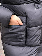 Пальто жіноче пухове FineBabyCat 186-grey з капюшоном, фото 6