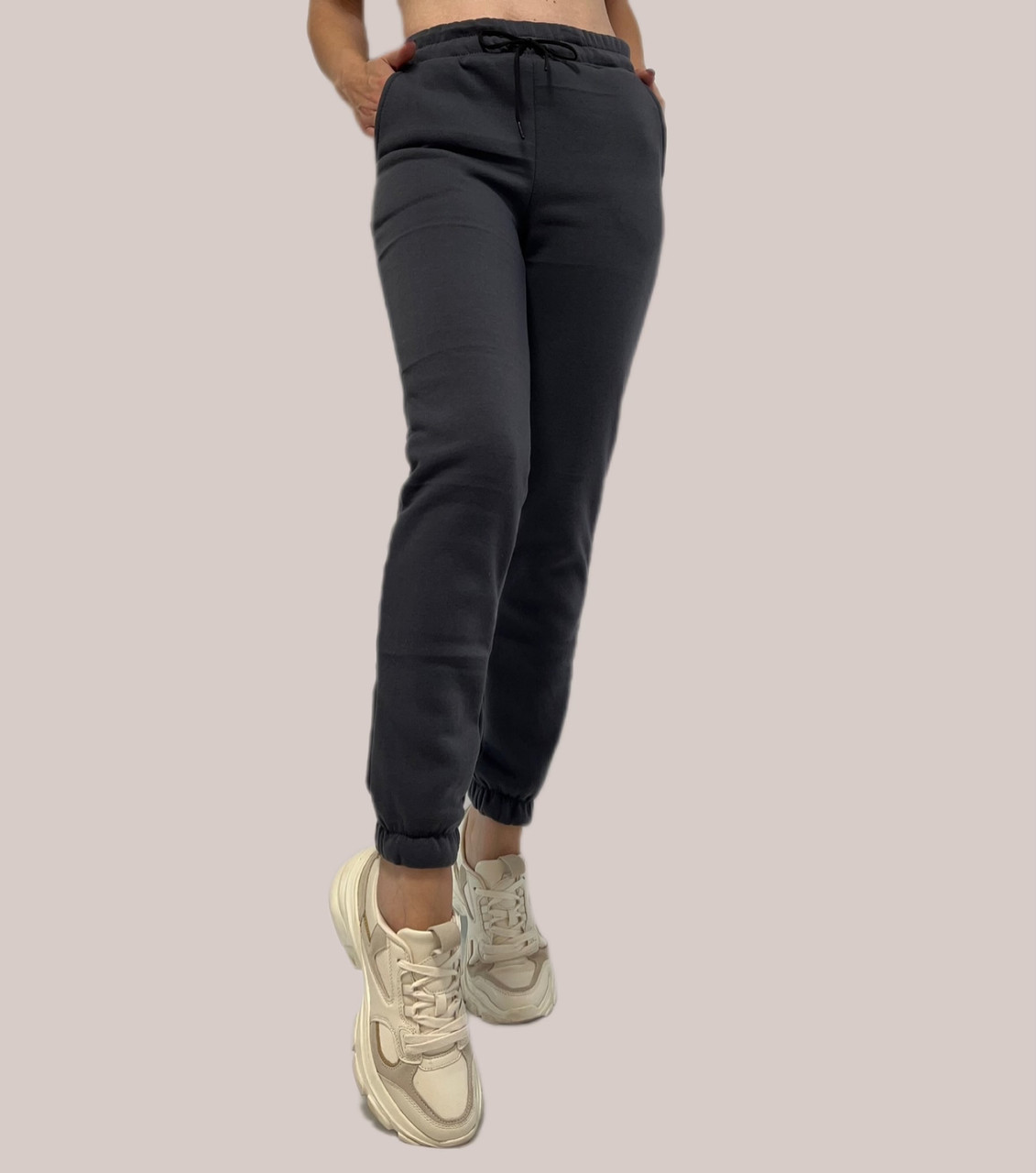 Джоггери з трьохнитки на ФЛІСІ мод. 0160 сірі БАТАЛ