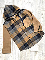 Детская теплая шерстяная клетчастая рубашка 116-134