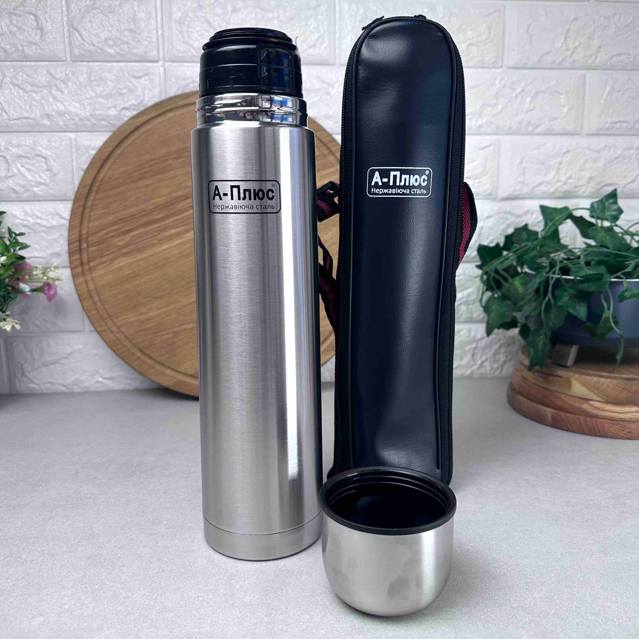 Термос металевий вакуумний 1л з чохлом 1754L А-П