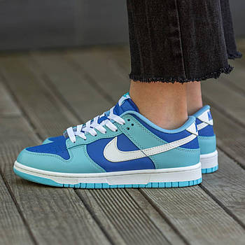 Чоловічі кросівки Nike SB Dunk Low сині з білим шкіряні демісезонні Найк Данк