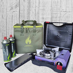 Acropolis Туристичний Похідний Набір для Пікніка (сумка з газовою плитою міні, 2-ма газовими картриджами та