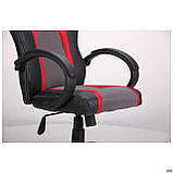 Комп'ютерне крісло ігрове Shift чорний шкірозамінник вставки сітки сірого та бордового кольору, фото 7