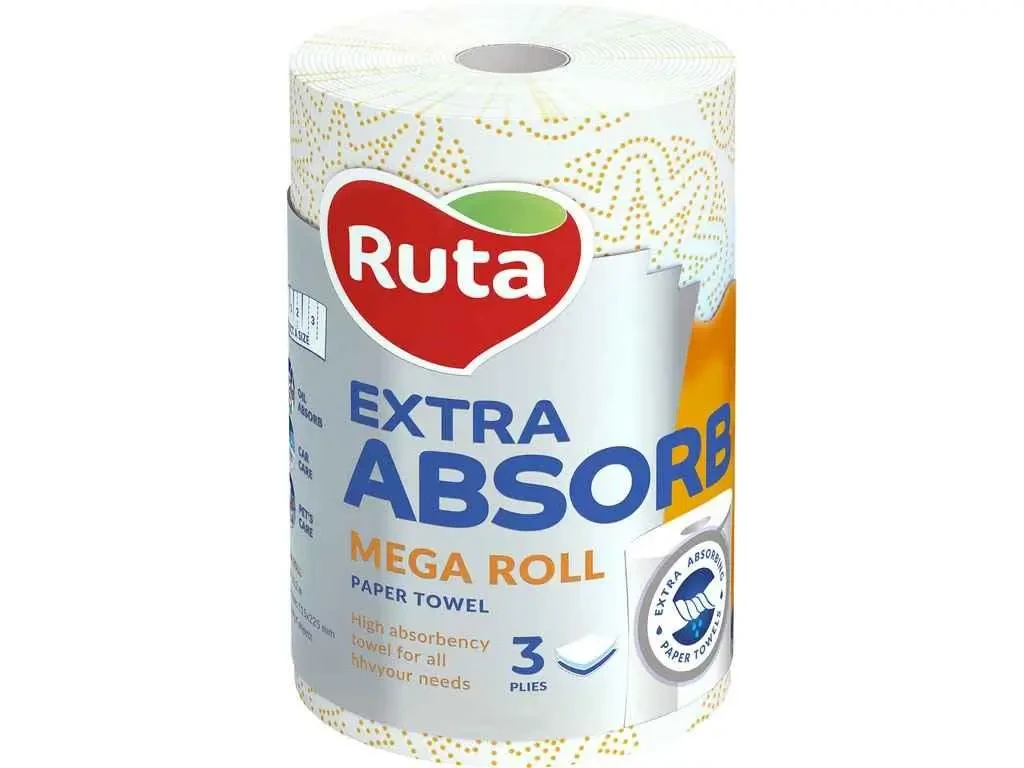 Паперовий рушник Ruta Selecta Mega roll 175 відривів 3 шар