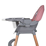 Стілець для годування El Camino LUMI ME 1111 Pink Рожевий | Високий дерев'яний стільчик, фото 4