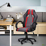Комп'ютерне крісло ігрове Shift чорний шкірозамінник вставки сітки сірого та бордового кольору, фото 2